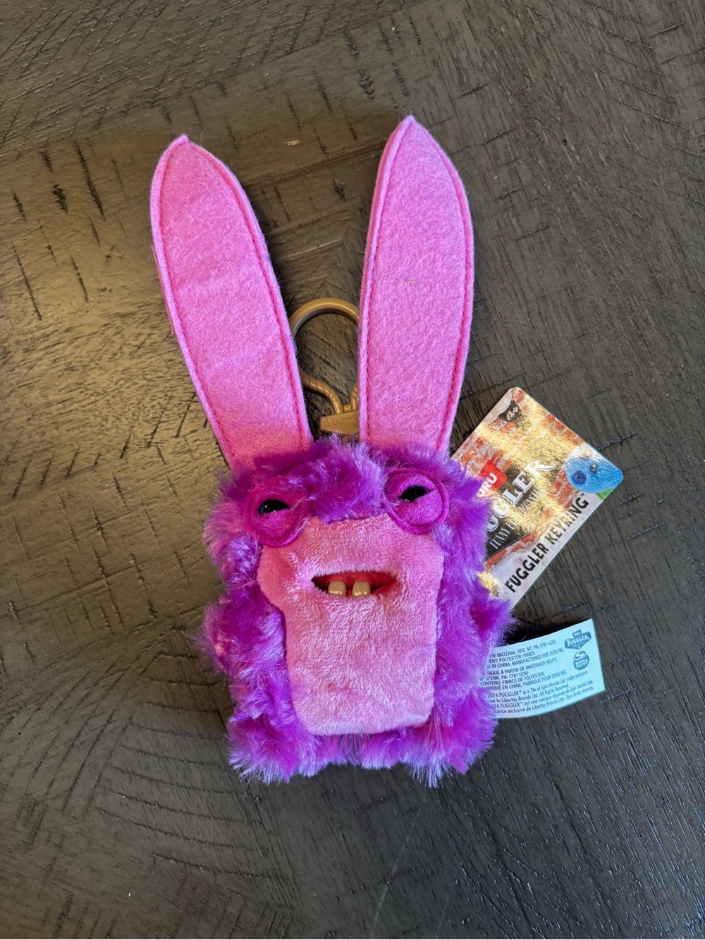 Plush Bunny Keychain in Bright Pink
